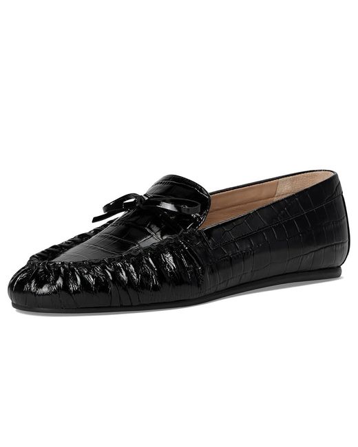 Stuart Weitzman Black Britt Bow Loafer Dress Sandals, Leather