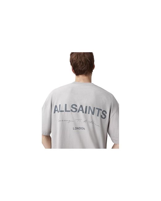 AllSaints Gray Future Short Sleeve Crew T Shirt, Cotton for men