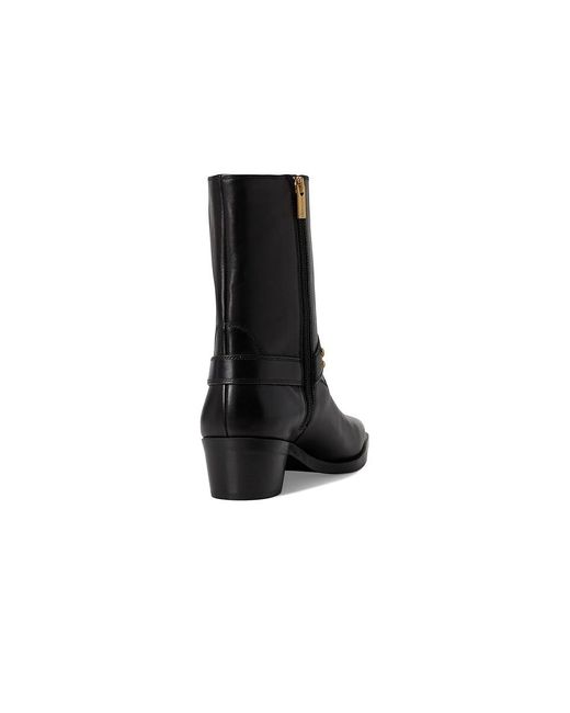 Vince Camuto Black Roista Motocycle Bootsie Motocross Boots, Leather