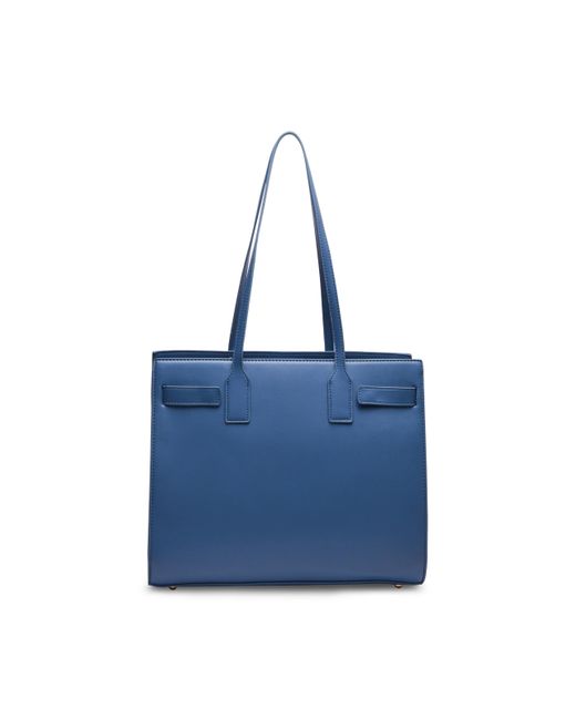 Anne Klein Blue Triple Compartment Minimal Tote With Double Turnlock