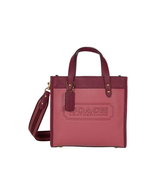 Download COACH Color-block Leather Badge Field Tote 22 Handbags in Pink - Lyst