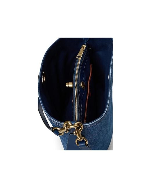 【COACH】Willow Soft Small Denim Bucket Bag NWT COACH Willow Denim Bucket Bag CAT44 Brass/Deep Blue $395