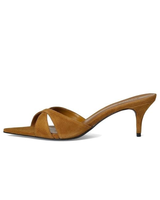 SCHUTZ SHOES Black Hilda Leaf Mule Sandals, Leather/Suede