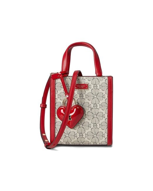 Kate Spade Red Spade Flower Coated Canvas Vday Spade Flower Coated Canvas Manhattan Mini Tote Cross Body Handbags Cherry Rouge/Multi