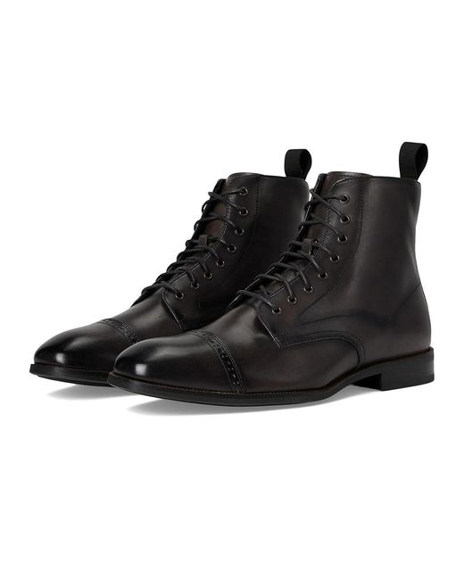 Stacy Adams Black Henry Cap Toe Lace-Up Boot Boots, Leather for men