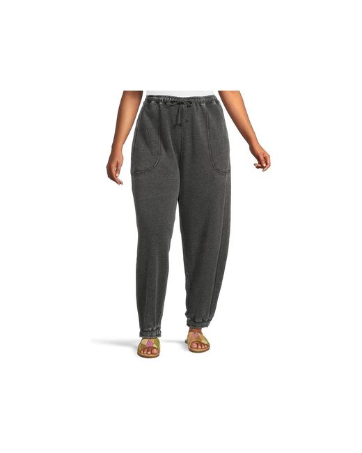 Free People Black Slow It Down Joggers Clothing Lg 12) Cotton/Polyester