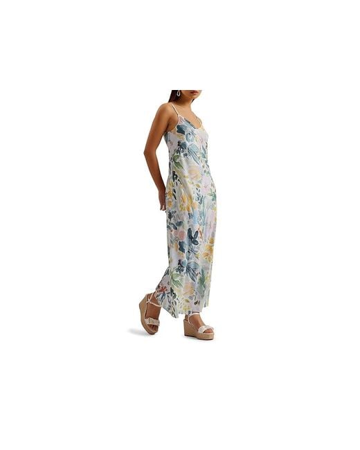 Ted Baker Green Adamela Double Layer Slip Midi Dress (Ivory) Dress