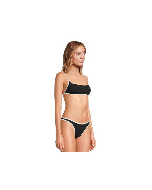 LSPACE Black Kourt Top Swimwear/Cream Sm (32-34B) Nylon/Spandex
