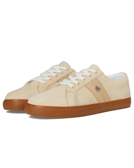 Ralph Lauren White Janson Ii Suede Nappa Leather Sneakers Shoes 6.5 B