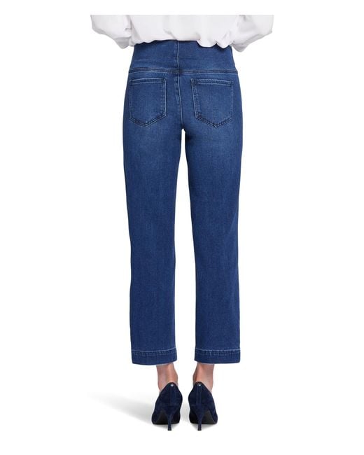 NYDJ Blue Bailey Relaxed Straight Ankle Pull-on Jeans