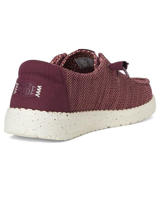 HeyDude Purple Wendy Stretch Sox Flat Shoes, Canvas