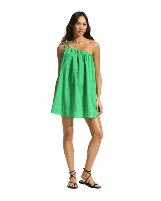 Seafolly Green Rio One Shoulder Mini Dress