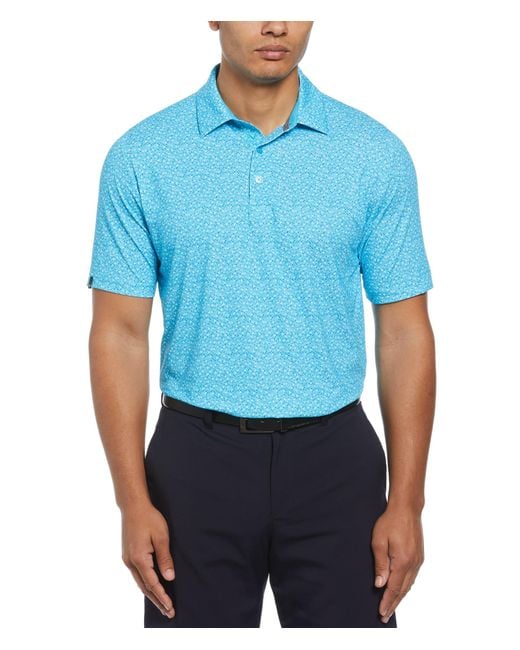 Callaway Apparel Blue All-over Micro Floral Print Polo for men