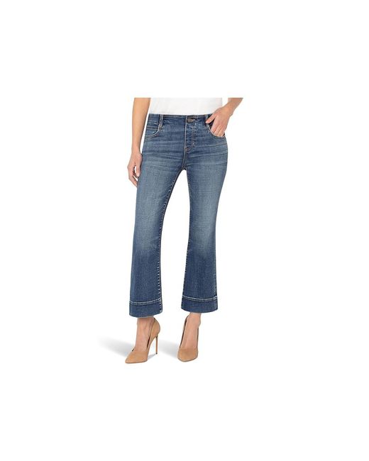Liverpool Los Angeles Black Petite Gia Pull-On Mid-Rise Flare W/ Wide Hem Jean 25 Inseam Jeans, Cotton/Denim/Polyester