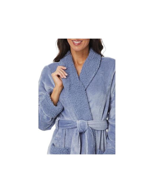 Natori Black Plush Sherpa Robe 52 Robe Xs 2-4) Polyester