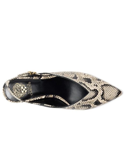 Vince Camuto Black Kylien Slingback Kitten Heel Pumps Shoes/Cream/ Leather/Suede