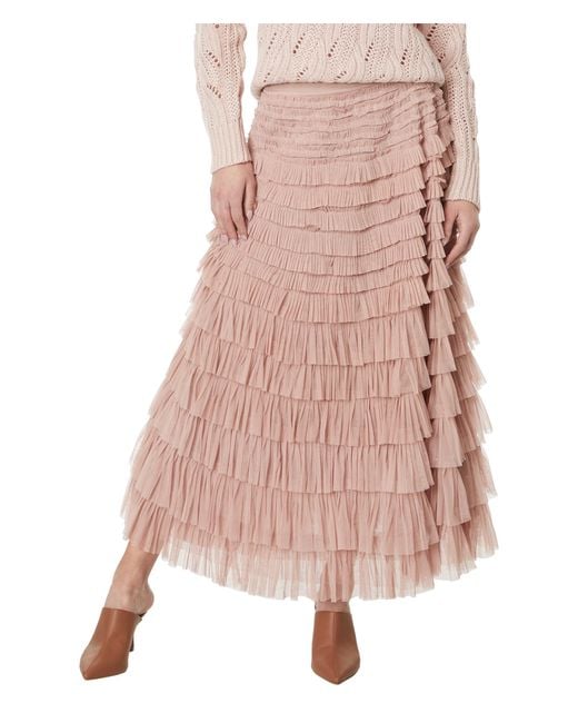 Lucky Brand Pink Tulle Ruffle Maxi Skirt