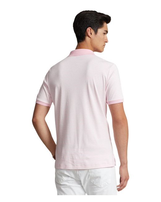 Polo Ralph Lauren White Classic Fit Striped Soft Cotton Polo Shirt for men