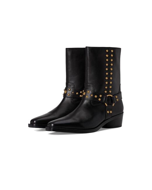 Vince Camuto Black Roista Motocycle Bootsie Motocross Boots, Leather