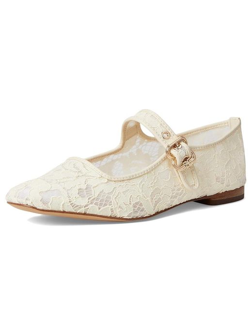 Sam Edelman White Michaela Mesh Flat Shoes, Leather/Mesh/Rubber