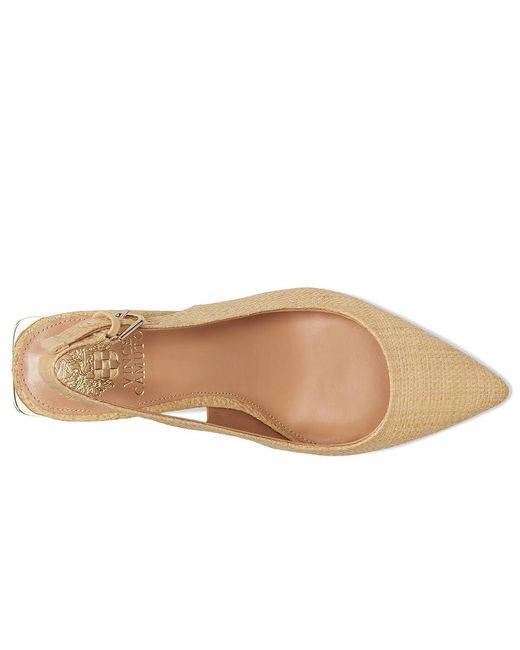 Vince Camuto Natural Hamden Buckle Slingback Pumps High Heels, Leather/Rubber
