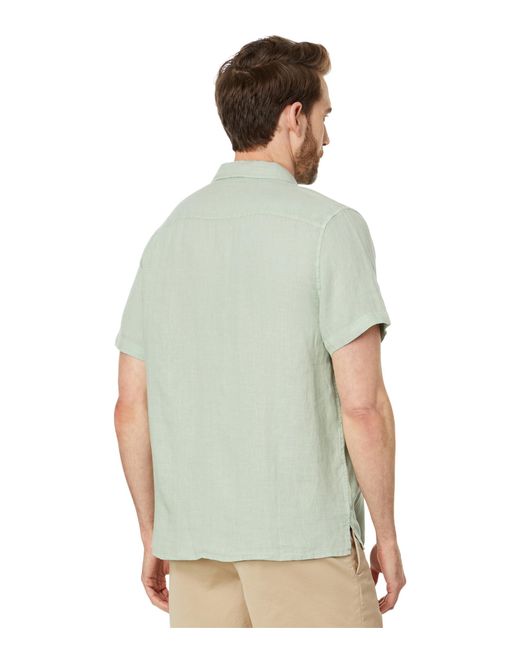 Lucky Brand Green Linen Camp Collar Short Sleeve Shirt for men
