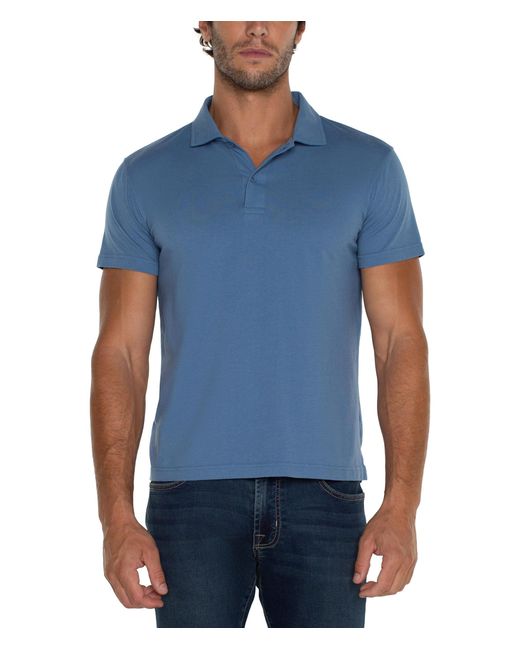Liverpool Los Angeles Blue Garment Dyed Polo for men