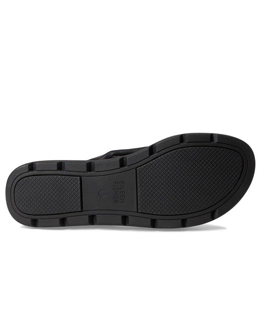 Eileen Fisher Black Jelly Thong Wedge Shoes, Leather