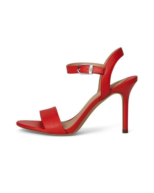 Ralph Lauren Red Gwen Nappa Leather Sandals Wedge Shoes 11 B
