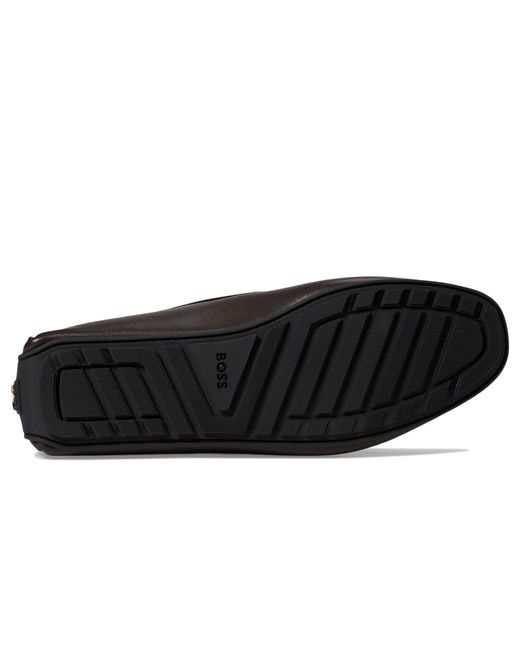 Boss Black Smooth Leather Slip-on Drivers for men