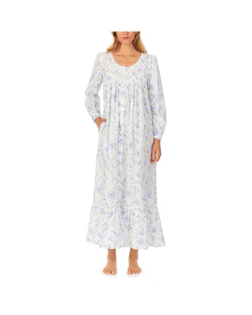 Eileen West Blue Long Sleeve Button Front Robe