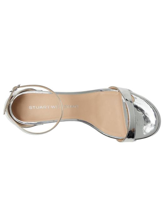 Stuart Weitzman Metallic Nudist Block 35 Wedge Shoes, Leather