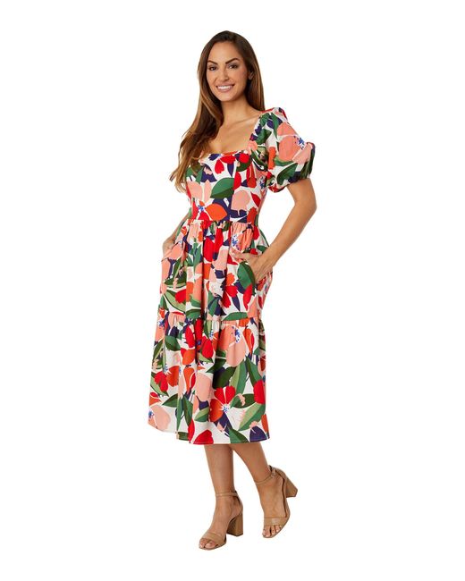 Puff tiered midi dress Clearance