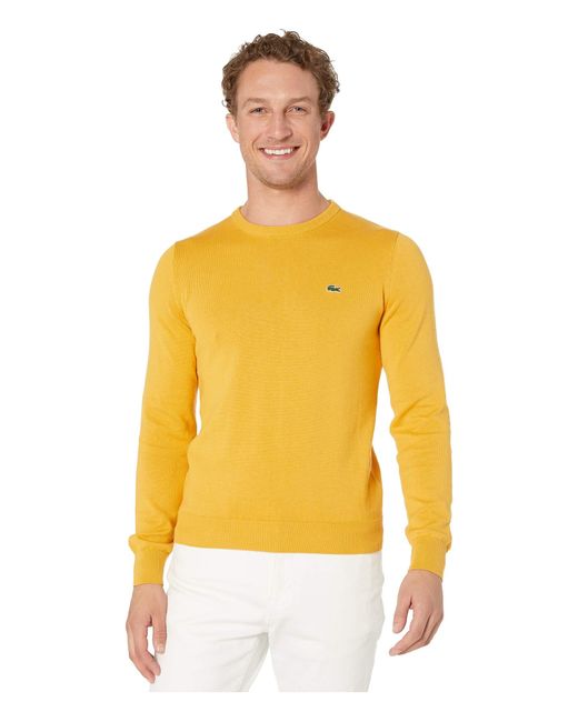 Lacoste Mens Yellow Sweater With A Round Collar for men