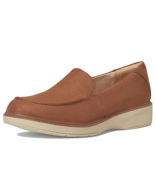 Dr. Scholls Brown Calm Down Loafer/Moc Shoes Flat Shoes, Microfiber