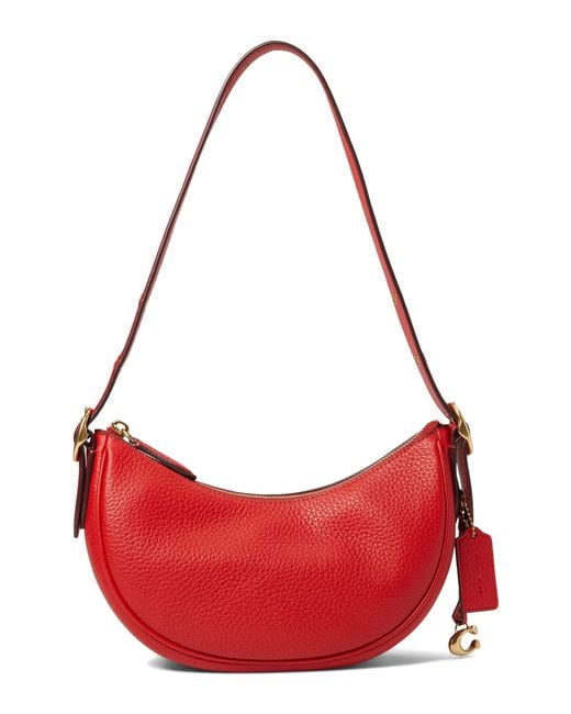 COACH Soft Pebble Leather Luna Shoulder Bag in Red Lyst