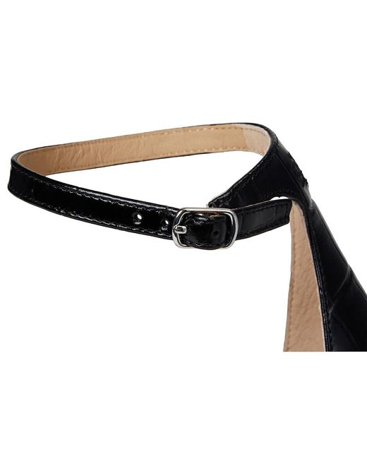 Ralph Lauren Black Allie Crocodile-Embossed Leather Sandals Dress Sandals 11 B