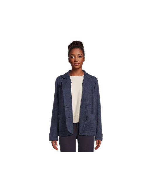 Eileen Fisher Blue Stand Collar Jacket Coat, Lyocell/Nylon/Spandex