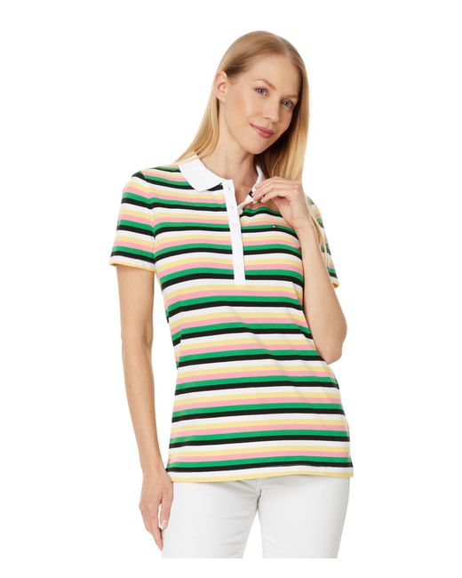 Tommy Hilfiger Green Multi Color Striped Polo
