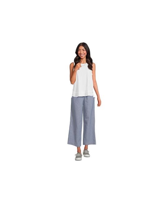 Mod-o-doc Black Cropped Wide Leg Pants Casual Pants, Cotton/Polyester