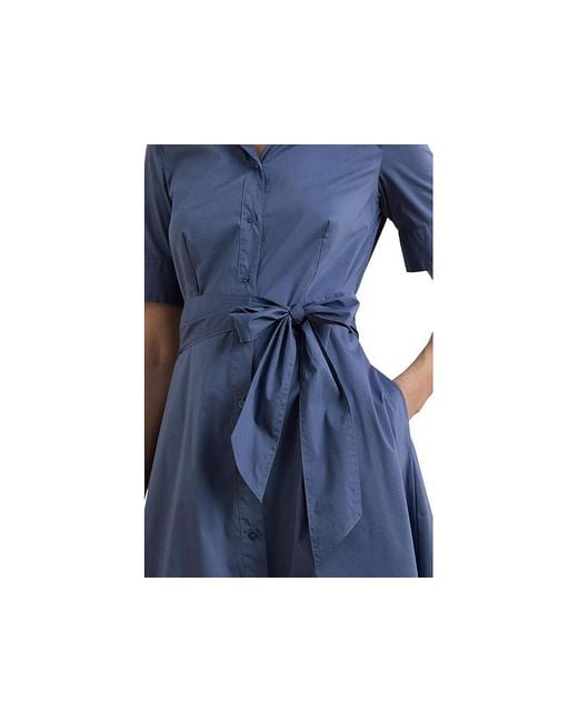 Ralph Lauren Black Petite Belted Cotton-Blend Shirtdress Dress, Cotton/Elastane/Nylon