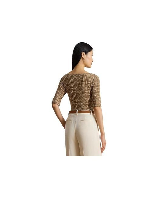 Ralph Lauren Black Geo-Print Stretch Cotton Boatneck T-Shirts Clothing, Cotton/Elastane