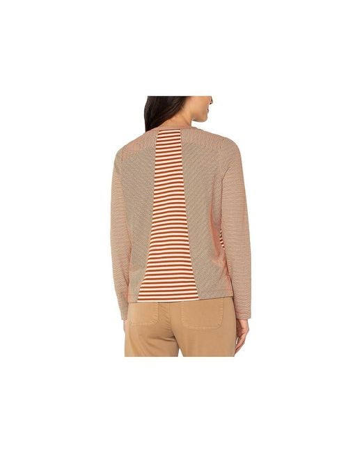 Liverpool Los Angeles Black Long Sleeve Crew Neck Knit Top With Seaming Clothing, Polyester/Rayon