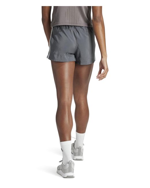 Adidas Gray Pacer Training 3-stripes Woven High-rise Shorts