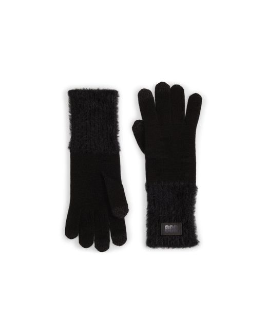 UGG Synthetic Plush Knit Gloves With Conductive Tech Tips in Black Lyst