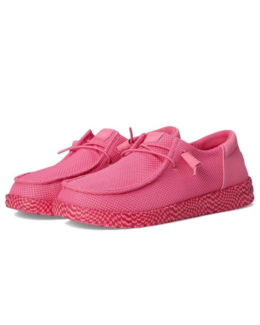 HeyDude Pink Wendy Funk Warped Geo Shoes Lemonade/Hot, Synthetic