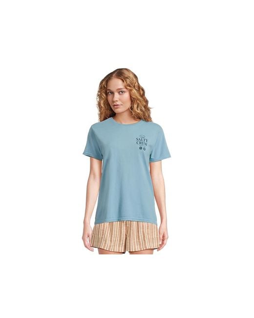 Salty Crew Blue Sip And Sea Boyfriend T-Shirts T Shirt, Cotton/Jersey