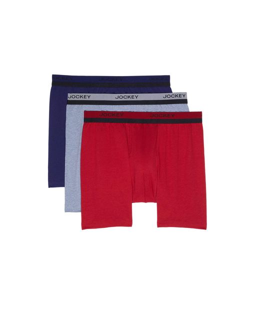 Jockey Cotton Ultimate Breathe Boxer Brief 3-pack in Red for Men | Lyst
