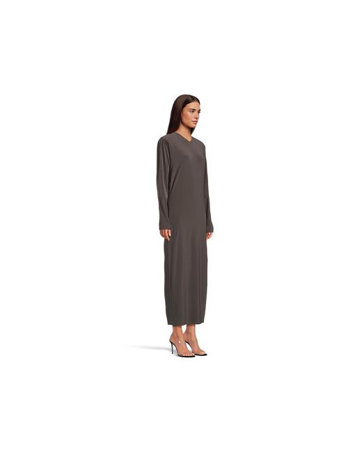 Norma Kamali Black Dolman V-Neck Side Slit Gown With Shoulder Pads Dress Sm 4) Polyester/Spandex