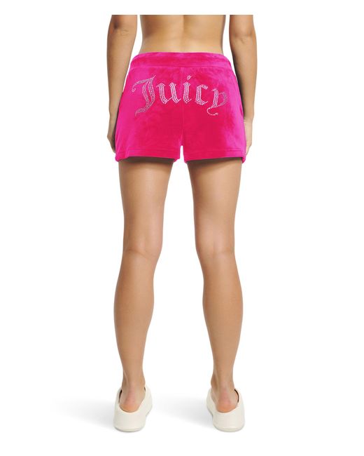 Juicy Couture Pink Velour Juicy Shorts With Back Bling